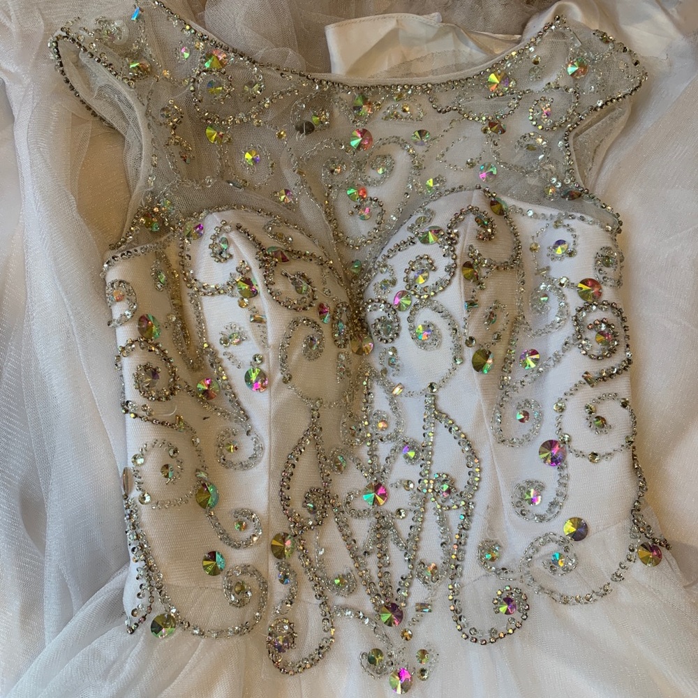 Sequined White Formal Dress